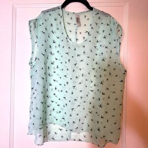 Feelib feel liberated free bird flying sparrows mint black flowy sheer in Medium